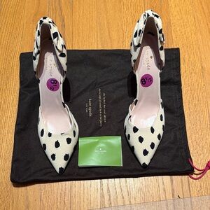 Kate Spade Black and Cream Spotted Heels